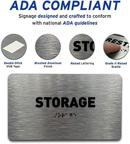 Знак за електричен плакар од GDS - АДА во согласност со АДА, подигнати икони и Брајово одделение 2 - Вклучува лепливи ленти за лесна инсталација - Современи алатни знац