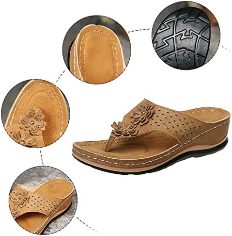 Qunkii ортопедски сандали за жени, жени удобни влечки поддржуваат празник флип -папучи за одење