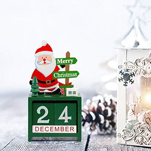 Кесото 2 ЕЕЗ Дрвен Календар За Доаѓање Божиќна Канцелариска Декорација, Дедо Мраз и Ирваси