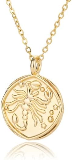 Ttndstore Vintage Zodiac ѓердан за жени Зодијак Медалјон ѓердани роденден за нејзиниот забавен накит - злато - Вага -56595