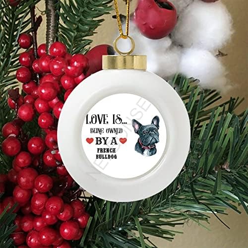 Божиќни украси 3 Loveубовта е во сопственост на кучиња пикап со мало срце керамички украс украси за новогодишни украси за елки за
