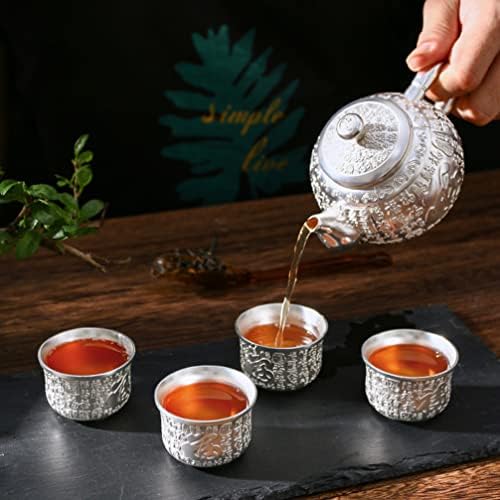 Cabilock Не'рѓосувачки челик шише гроздобер чај сет метал котел: чаша чај јапонски кинески чајник цинк легура чај сад за лабава лист попладневна