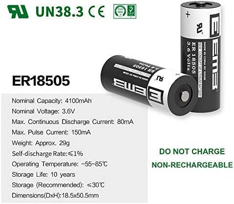 EEMB ER18505 Не-Полнење 3.6 V Литиум Батерија Ли-SoCl2 4100mAh Висок Капацитет UL Сертифициран Еднократна Употреба 3.6 V Литиум Тионил Хлорид Батерија