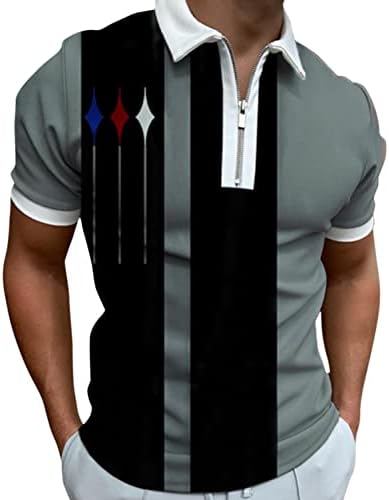 XXVR Менс обични поло маици, летни кратки ракави со редовен патент јака од врвови со врвови за лепење на лепенка
