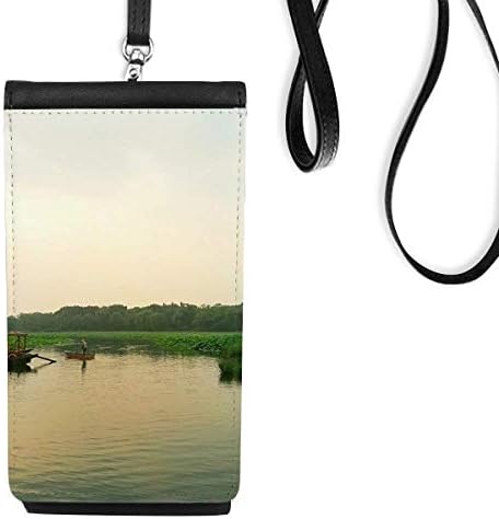 Зајдисонце езеро поглед на фотографија Телефон паричник чанта паметен телефон виси кожена кожа црна боја