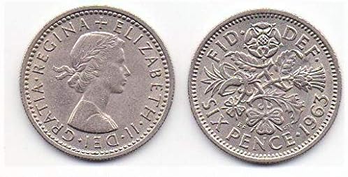 Кралска Ковачница 1963 англиски Шестпени -- Среќна Свадбена Монета завршува со Шестпати ВО Нејзиниот Чевел