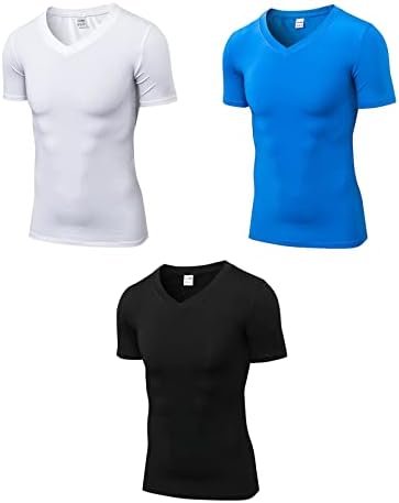 Кошули за компресија на компресија од 3 пакети, атлетска маица со кратки ракави, атлетска маица на отворено трчање брзо суво