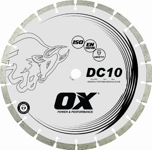OX OX-DC10-4.5 Стандардна општа намена 4,5-инчен дијамантски сечило, висина од 3/8-инчен сегмент, 7/8-инчен-5/8-инчен