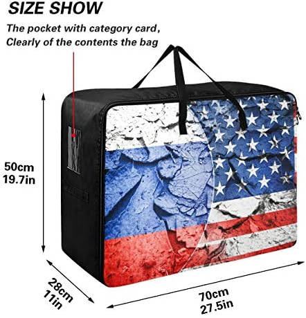 Н/ А Торба За Складирање Со Голем Капацитет-Знаме На САД Против Русија Јорган Облека Организатор Декорација Спална Соба Патент Подвижна Торба