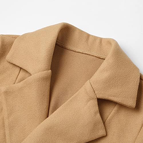Clateенски предна обвивка од ровови со појас женски волна мешавина класичен палто со палто, лежерна џеб, долга јакна