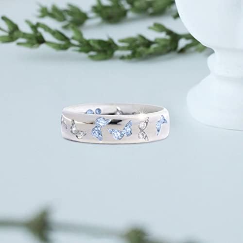Свадбени прстени за жени ветуваат прстен за прстен за ангажман на бутерфлај, висока полска купола удобност одговара на свадбени бендови