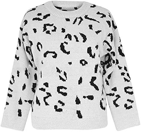 Џемпери за џемпери на женски екипи на YmoSRH, лабава плетена starвезда во форма на starвезда со долги ракави, џемпери за џемпери со џемпер со врата од вратот
