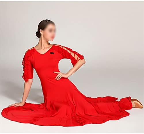 Фустани половина шарени ракав дизајн женски латински танц фустан женски перформанс танц фустан латино танцувачка облека