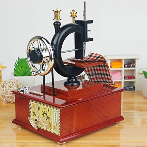 N/A Ретро носталгична гроздобер машина за шиење на рачно шиење Антички модел музичка кутија за облека продавница за домашни украси за украсување