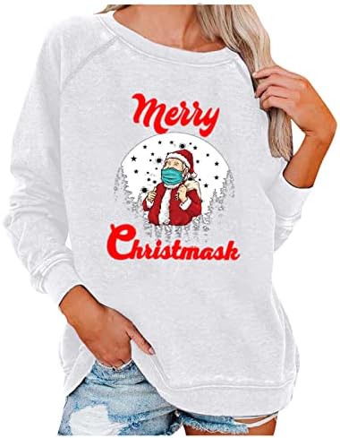 Божиќни туники кошули за жени новини гноми ирваси графички пуловер со долги ракави за џемпери на долги врвови на блуза