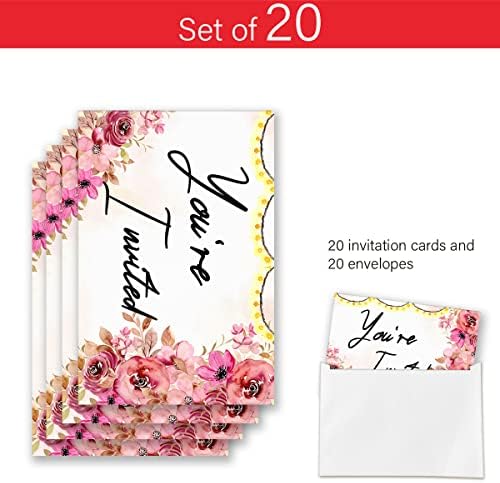 20 Пакет Акварели Цветни Пензионирање Партија Покани Со Пликови Цвеќиња Пензионирање Пополнете Покани Картичка