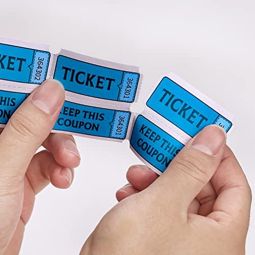 Билети за флуоресценција на LKXSPLABE Двоен ролна 2000 билети Неонски сини 50/50 билети за настани, влез, награда за час, прибирање финансиски средства и награди