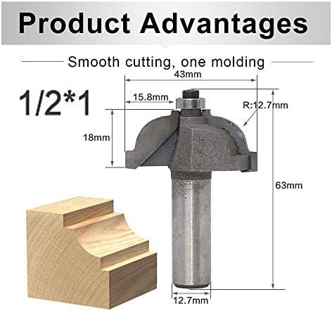 MMDSG Classic Cove Edge Forming Router Bit, 1/2 инчен Shank Cove Cove Milling Cutter, Carbide Tupped Top End Leabing Wood Barking Tools,