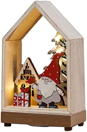 Ворк Божиќ предводеше дрвена куќа блескава Дедо Мраз дрвена куќа Орнамент за забава за домашна декора за декорирање Божиќна предводена куќа