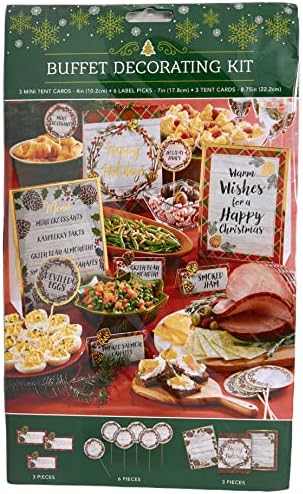 Северо-источна домашна колекција за одмор Божиќна бифе комплет за украсување картички со мени картички за храна, 12-парчиња