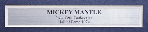 Yorkујорк Јанкис Мики Мантл Автограмирана врамена бела/крем Pinstripes автентична Jerseyерси Мичел и Нес со 50 -та алт Златна годишнина од лепенката „Бр. 7“ PSA/DNA #AI03025 - Автогра