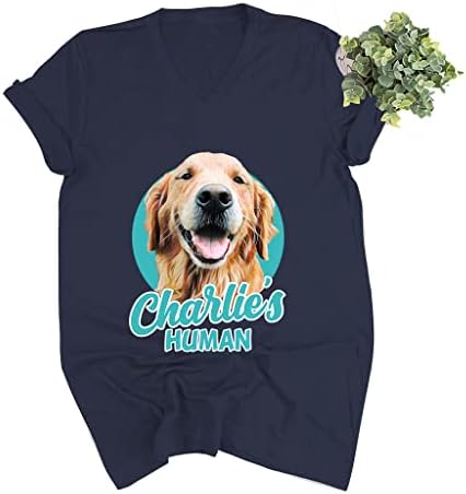 Подароци за кучиња Pawarts v-вратот кошула- подароци за кучиња жени жени кошула графички маички