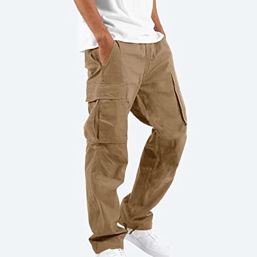 Машки карго панталони мода цврста боја повеќе џебни панталони на отворено спортски обичен фитнес џогер панталони џемпент