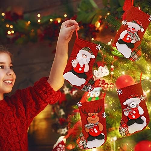 H19ny9 Кенди за бонбони торби елка за украсување чорапи Божиќни снежни чорапи декорација