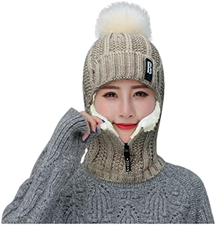 Капчиња со слабиот руно бени капи термички велосипедизам капа, топли ушни уши додаваат стадање шал за плетење шапка зимска