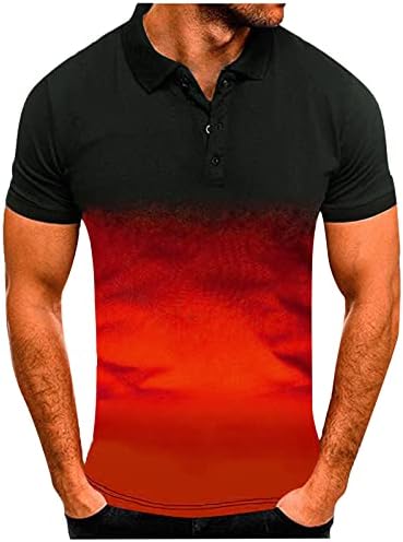 HDDK MENS POLO кошули градиент Голф врвови лето кратки ракави Хенли копче со кој се собере спортски тениски мускулен обичен маица