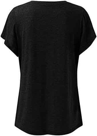 Женски дневни маици со краток ракав маички печатени печатени кружни врат -блуза обичен памук лабава спортска туника
