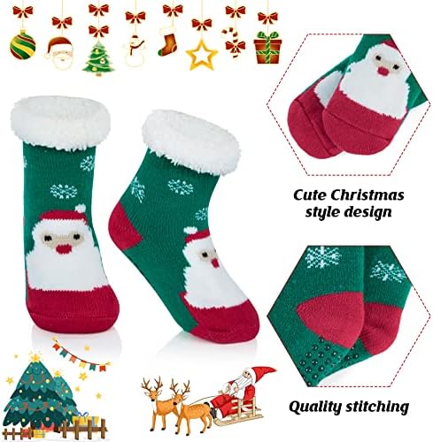 Американски трендови Детска лизгачка чорапи зимски момчиња девојчиња нејасни Божиќни чорапи кои не се лизгаат животински руно