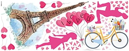 Моќ Издувања Девојки Налепници Ѕид Налепница За Денот На Вљубените Париз Кула Љубовници Декоративни Ѕид Налепница За Спална Соба Самолепливи