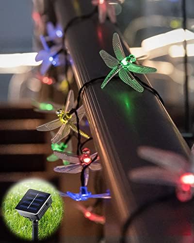 Asfsky Solar Dragonfly Lights Outdoor 50 LED светла за ламји водоотпорни декоративни светла жица змеј -светла двор светла соларна