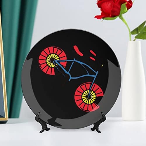 Декоративна чинија со знаме на Колорадо и декоративна чинија со велосипеди, керамичка чинија Коска Кина плоча со приказ за свадбениот