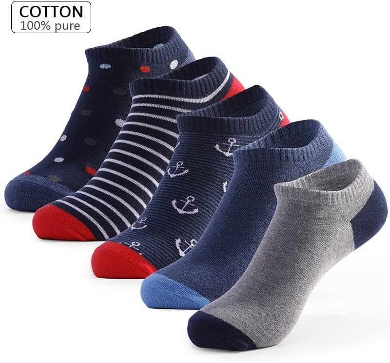 Yfqhdd 5 пара машки чорапи лето голема големина чорапи за дишење памук плитка уста со низок врв на машки чорапи