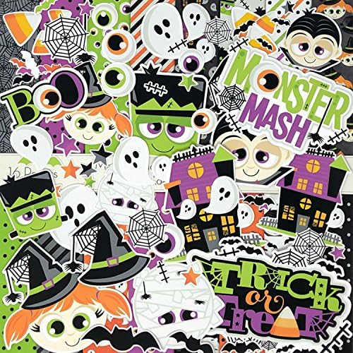 Die Cuts & Paper Set - Monster Mash за Ноќта на вештерките - од Miss Kate Cuttables - 16 листови од 12 x12 премиум специјализирана хартија и над