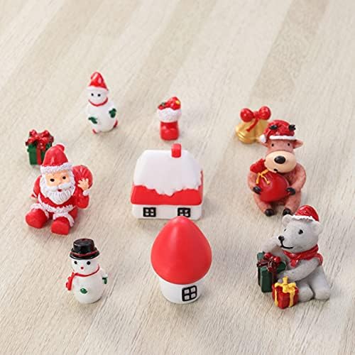 Јардве 10 парчиња Мини Божиќни минијатурни украси за украси за DIY самовила градинарска декорација на куклата Десктоп смола Божиќен