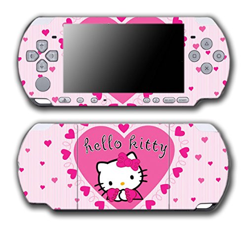 Здраво Кити Пинк срца Митен Видео игра Винил Декларална налепница на кожата за налепница за Sony PSP PlayStation Protable Slim