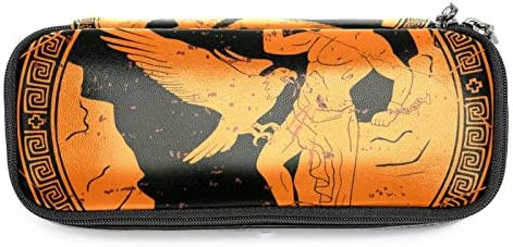 Антички грчки бог Прометеј со оган во раката кожена молив со молив, торба со пенкало со двојна патентска торба за чување торби за торби