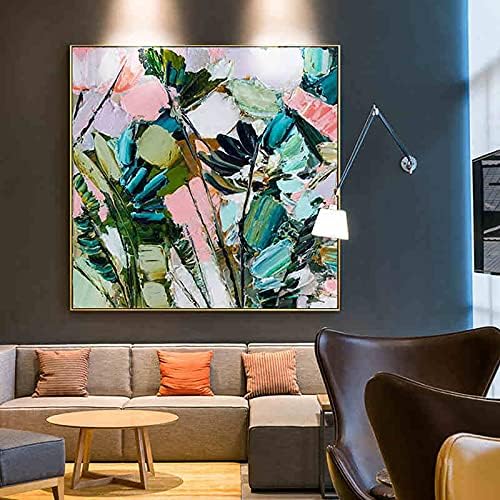 Mkmkl чисти рачно насликани маслени слики, цвеќиња во дневна соба и растенија што висат слики, едноставни слики со рачно украсено платно, шарени
