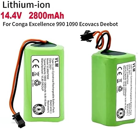 Oxexe li-јонска батерија 14.4V 2800mAh, со 2 конектор за прегратки, компатибилен со Conga Excellence 990 Ecovacs Deebot N79 N79S DN622, Robovac 11 11s 12 15C 15S 35C