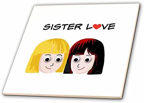 3dRose EvaLorentzenArt-Сестри-Две Лица На Сестри Со Текст Погоре-Плочки