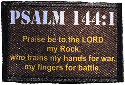 Псалм 144: 1 морал лепенка. Совршено за вашата тактичка воена армија опрема, ранец, капа за бејзбол на операторот, носач на плочи или елек.