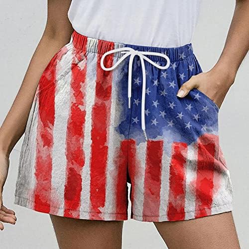 Шорцеви за жени случајно лето плус големина висока половината за салата за нозе шорцеви американско знаме удобно гроздобер улична облека Харајуку