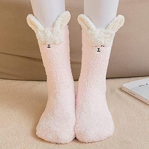 Нејасни удобни топли чорапи руно дебели меки домашни чорапи девојки зимски трчање жени чорапи цртан филм подарок за дишење на влечки чорапи