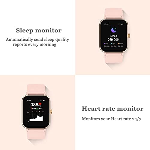 Паметен часовник за жени мажи - термометар оксиметар калории педометар, монитор за спиење и отчукувања на срцето, екран од 1,69 инчен, жени