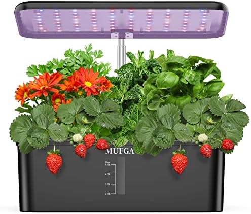Систем за растење на хидропоника на градинарски хидропоника - MUFGA 12 PODS Систем за градинарство во затворен простор со LED растечки светло, комплет за ртење на растениј