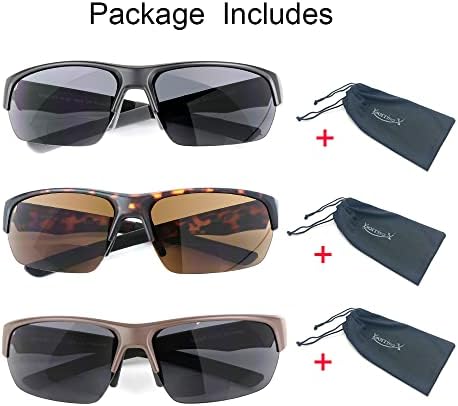 Ysorrisox 3 пакет Бифокално читање очила за сонце за мажи и жени со прилагодлива подлога за нос, затемнети читатели на сонце се завиткаат