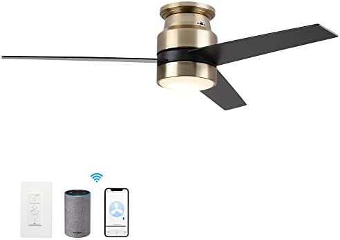 Каро 52 инчен Тавански Вентилатор со Низок Профил Со Лесен, Паметен Тавански Вентилатор Со Лесна Работа Со Алекса/Google Home|Siri / Реверзибилен
